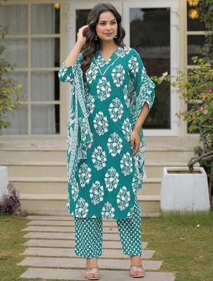 Women Printed Regular Sequinned Kurta with Trousers & With Dupatta 4
