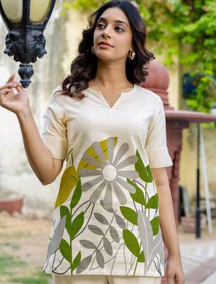 Printed Beige Cotton Co Ords for Women 2