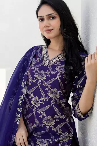 Women Floral Printed Kurta with Palazzos & Dupatta