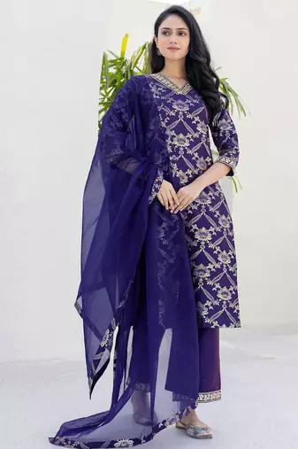 Women Floral Printed Kurta with Palazzos & Dupatta