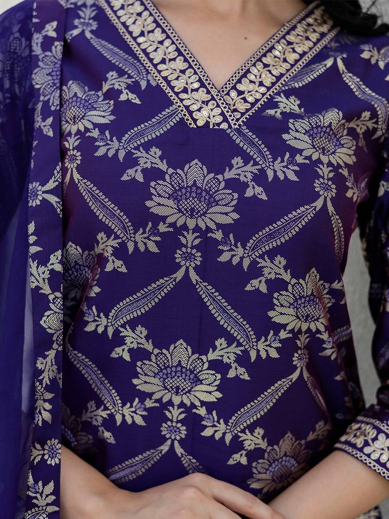 Women Floral Printed Kurta with Palazzos & Dupatta