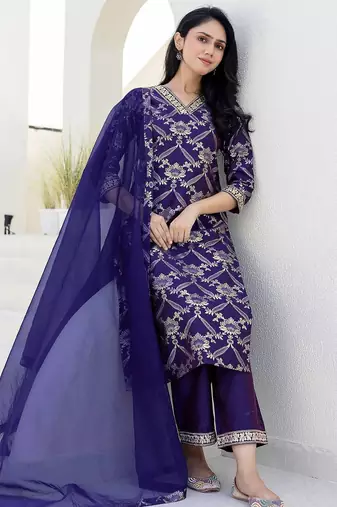 Women Floral Printed Kurta with Palazzos & Dupatta