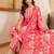 Floral Printed Mirror Work Straight Kurta With Trousers And Dupatta