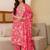 Floral Printed Mirror Work Straight Kurta With Trousers And Dupatta