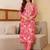Floral Printed Mirror Work Straight Kurta With Trousers And Dupatta