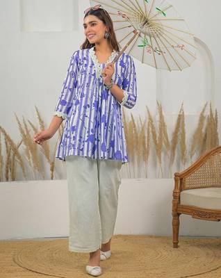 Printed Levender Cotton Co Ords for Women 1