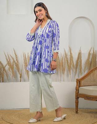 Printed Levender Cotton Co Ords for Women 4