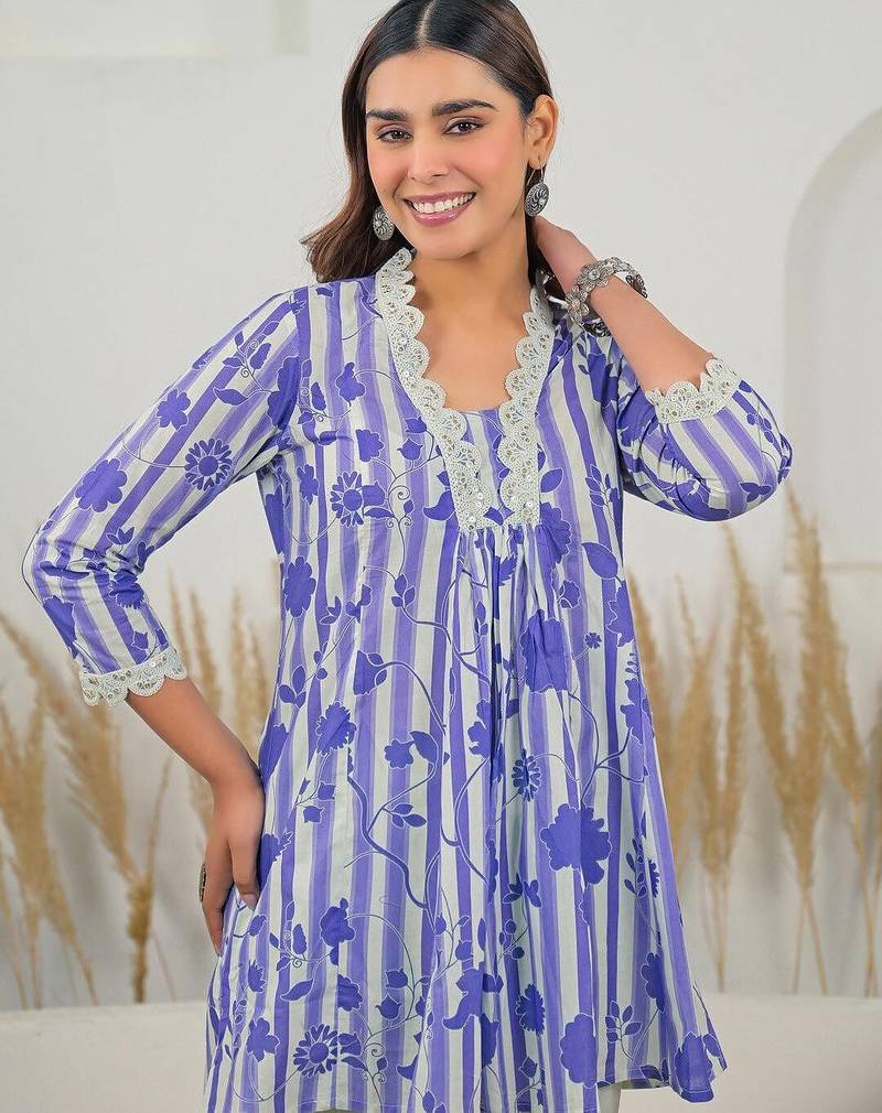 Printed Levender Cotton Co Ords for Women