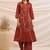 Embroidered Rust Cotton Blend Co Ords for Women