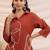 Embroidered Rust Cotton Blend Co Ords for Women