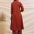 Embroidered Rust Cotton Blend Co Ords for Women