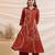 Embroidered Rust Cotton Blend Co Ords for Women