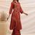 Embroidered Rust Cotton Blend Co Ords for Women