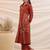 Embroidered Rust Cotton Blend Co Ords for Women