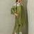 Embroidered Mehandi Green Silk Co Ords for Women