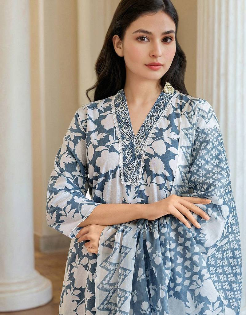 Women Floral Printed Kurta with Trousers & Dupatta