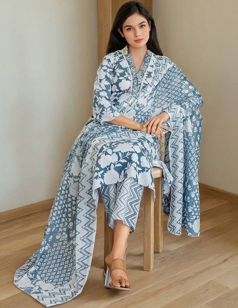 Women Floral Printed Kurta with Trousers & Dupatta