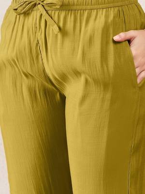 Embroidered Mustard Silk Co Ords for Women 7