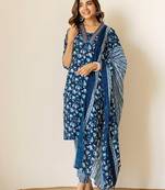 Women Floral Printed Kurta with Churidar & Dupatta