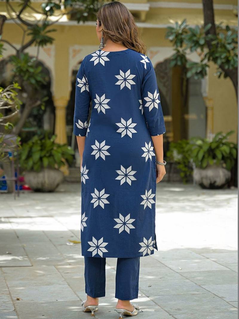 Women Ethnic Motifs Printed Regular Pure Cotton Kurta with Trousers & With Dupatta
