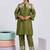 Embroidered Mehandi Green Silk Co Ords for Women