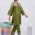 Embroidered Mehandi Green Silk Co Ords for Women