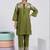 Embroidered Mehandi Green Silk Co Ords for Women