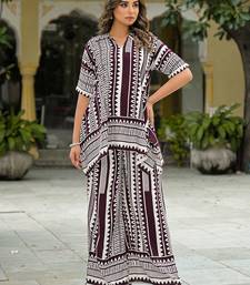 Printed Wine Rayon Co Ords for Women