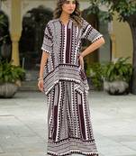 Printed Wine Rayon Co Ords for Women