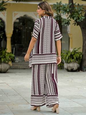 Printed Wine Rayon Co Ords for Women 5