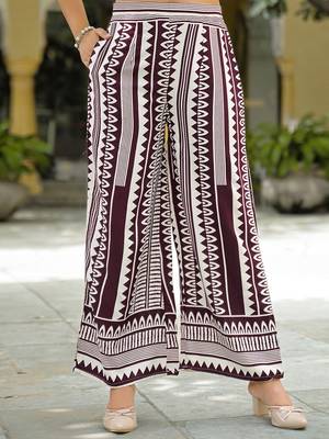 Printed Wine Rayon Co Ords for Women 7