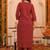 Bandhani Printed Round Neck Thread Work Kurta With Trousers & Dupatta