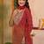 Bandhani Printed Round Neck Thread Work Kurta With Trousers & Dupatta