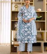 Women Floral Printed Regular Sequinned Kurta with Trousers & Dupatta Kurta Sets