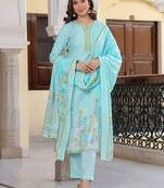 Women Embroidered Regular Kurta with Pyjamas & With Dupatta