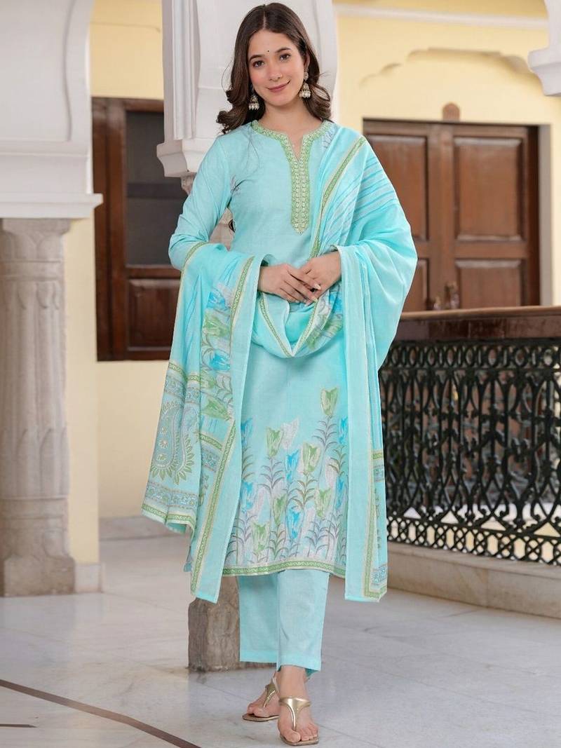 Women Embroidered Regular Kurta with Pyjamas & With Dupatta