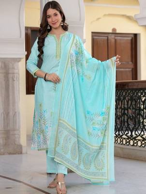 Women Embroidered Regular Kurta with Pyjamas & With Dupatta 2