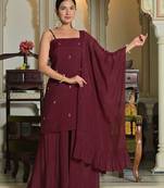 Women Embroidered Regular Thread Work Kurta with Sharara & With Dupatta
