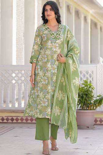Women Embroidered Regular Kurta with Pyjamas & With Dupatta