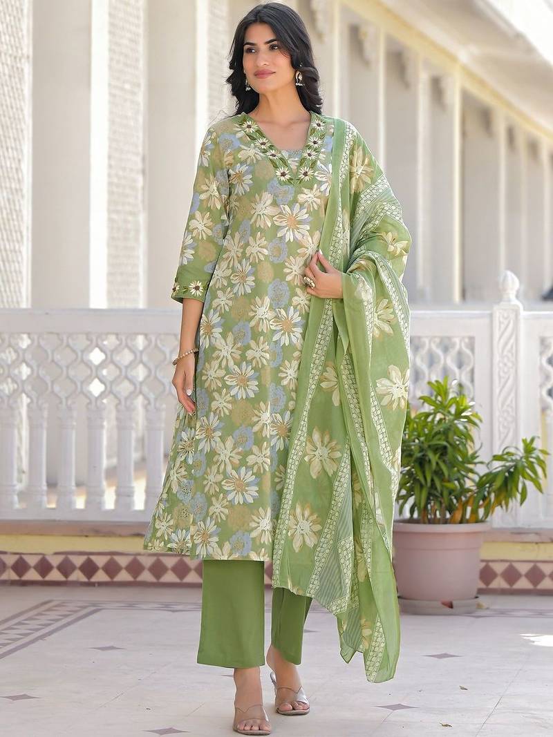 Women Embroidered Regular Kurta with Pyjamas & With Dupatta