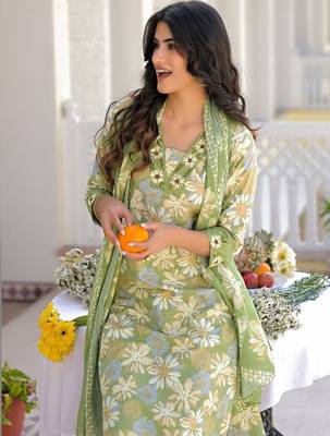 Women Embroidered Regular Kurta with Pyjamas & With Dupatta 4