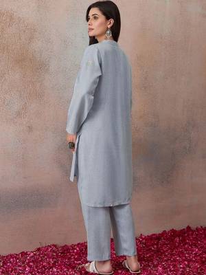 Embroidered Light Blue Cotton Co Ords for Women 2