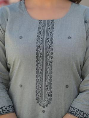 Women Ethnic Motifs Embroidered Regular Thread Work Kurta with Trousers & With Dupatta 4