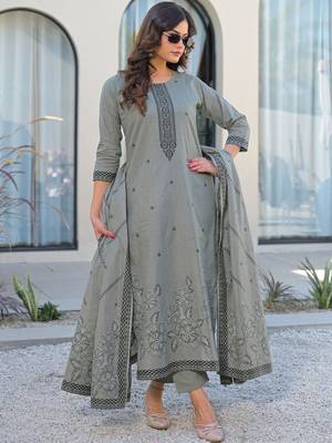 Women Ethnic Motifs Embroidered Regular Thread Work Kurta with Trousers & With Dupatta 6