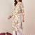 Floral Printed V-Neck Cotton Straight Kurta
