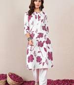 Floral Printed Round Neck Straight Kurta