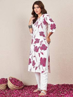 Floral Printed Round Neck Straight Kurta 3