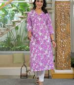 Women Floral Printed Daily Cotton Straight Kurta