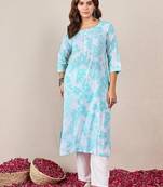 Floral Printed Round Neck Straight Kurta