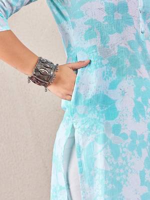 Floral Printed Round Neck Straight Kurta 7